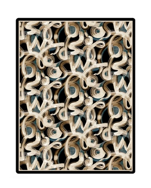 Парео с графичен мотив в бежово-кафявата гама със сини акценти | Шалове - 1