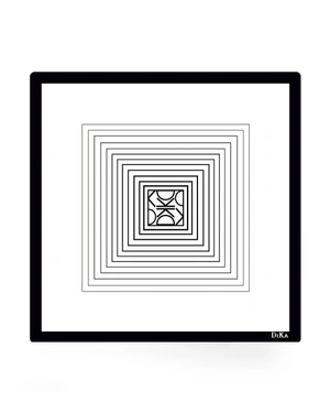 Шал тип каре с геометричен черно-бял принт и стилизирано лого | Шалове - 1