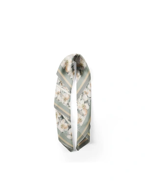 Scarf with floral motifs in beige and sage color | Scarfs - 1