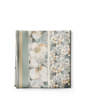 Scarf with floral motifs in beige and sage color | Scarfs - 2