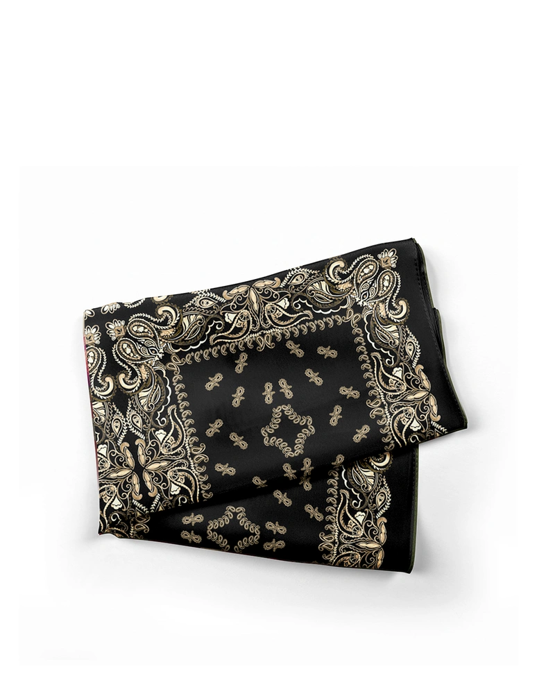 Women's scarf made from recycled polyester with a modern black-toned pattern | Scarfs