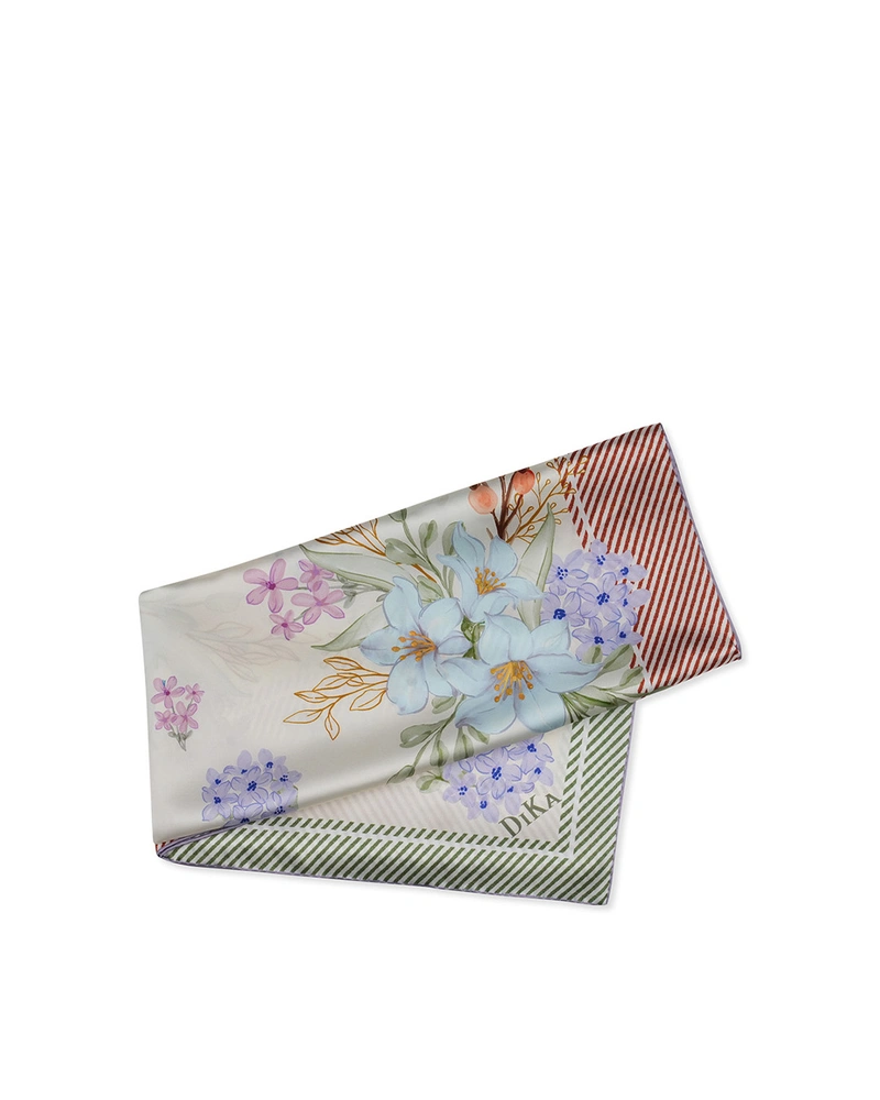 აბრეშუმის შარფი ყვავილების პრინტით პასტელის ფერებში | ახალი