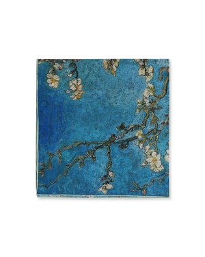 Silk scarf with a stylized blossoming tree print on a turquoise background | NEW | Dika.ge - 1 Silk scarf with a stylized blossoming tree print on a turquoise background | NEW - 1