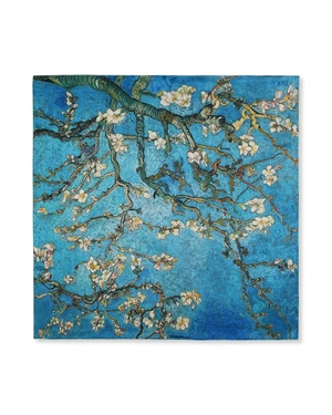 Silk scarf with a stylized blossoming tree print on a turquoise background | NEW | Dika.ge - 2 Silk scarf with a stylized blossoming tree print on a turquoise background | NEW - 2