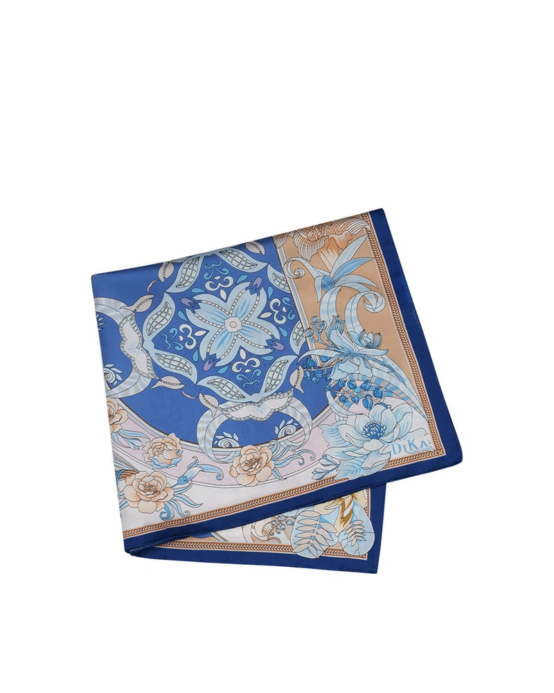 Silk scarf in blue-beige tones | Scarfs