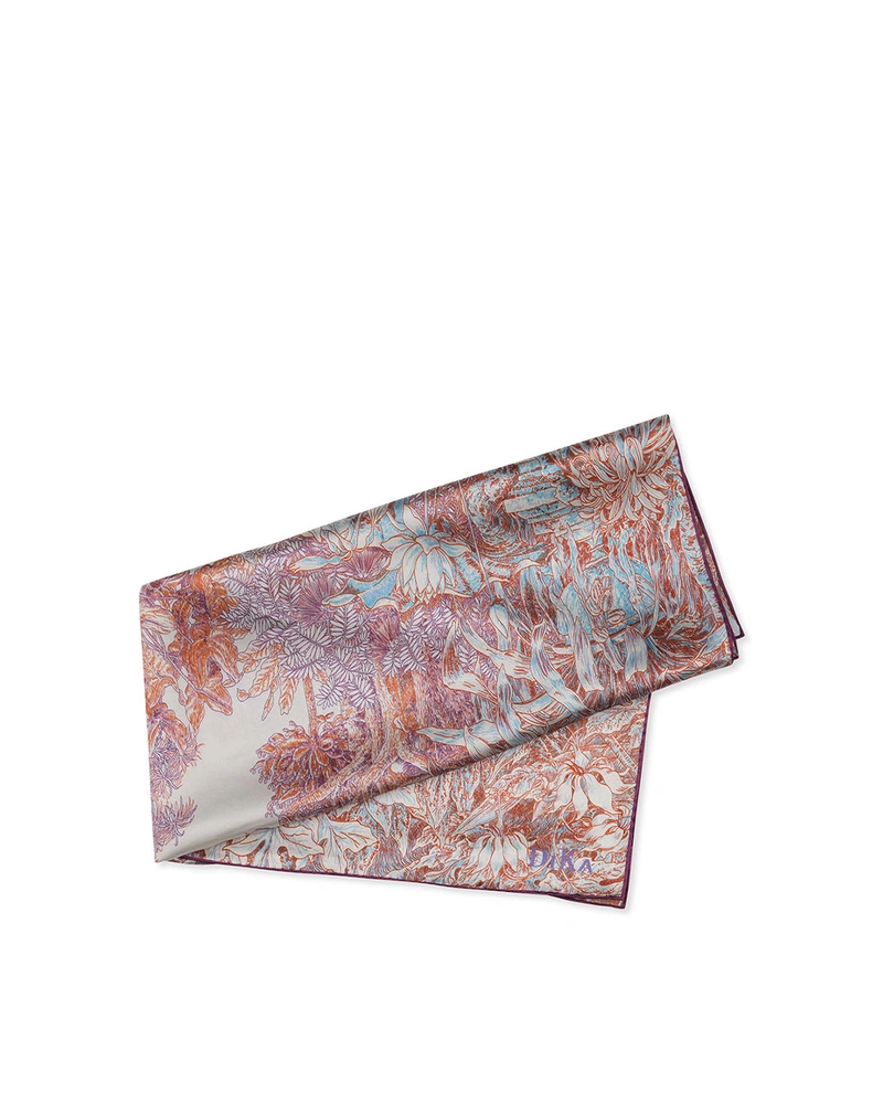 აბრეშუმის შარფი ნაზი ყვავილოვანი პრინტით პიტნისა და პუდრისფერი ვარდისფერით | ახალი