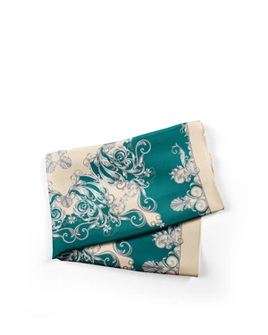 Scarf in petrol green and ecru, with a wool blend | NEW | Dika.ge Scarf in petrol green and ecru, with a wool blend | NEW