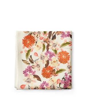 Scarf with delicate floral motif on a light beige background | ACCESSORIES - 2