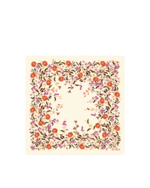 Scarf with delicate floral motif on a light beige background | ACCESSORIES - 3