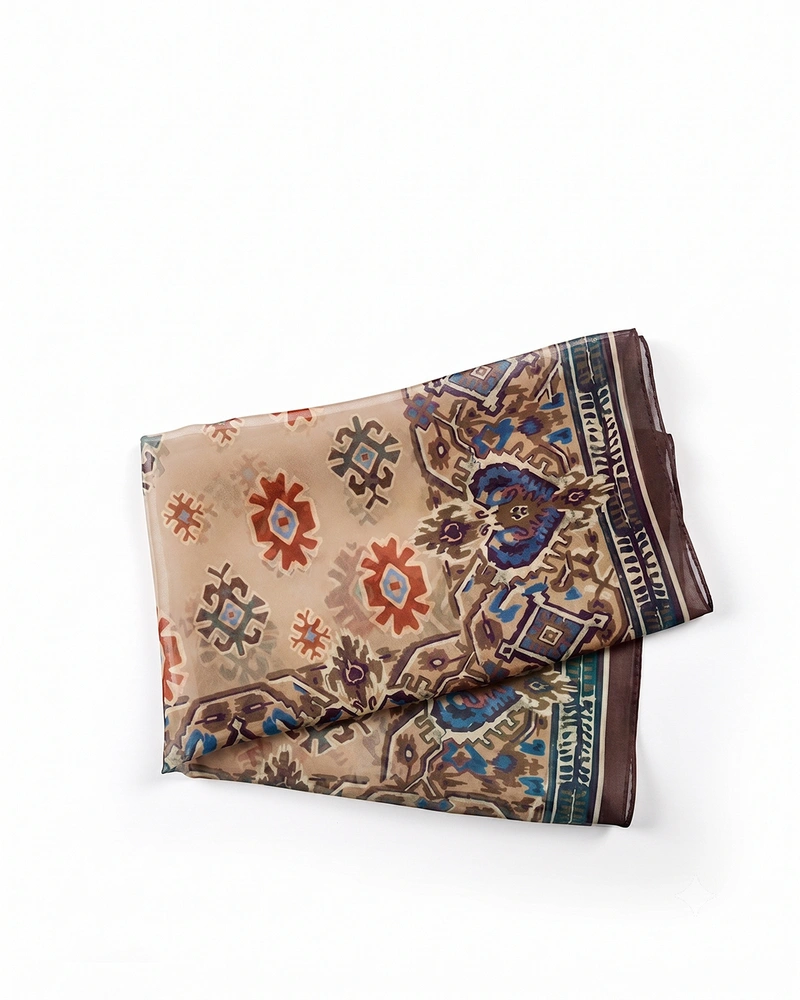 Foulard femme en polyester recyclé avec imprimé d'inspiration indienne | Foulards