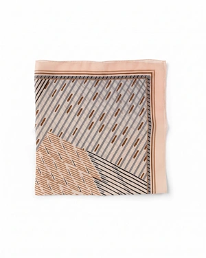 Foulard carré en mousseline de polyester recyclé dans des tons beiges | Foulards - 4