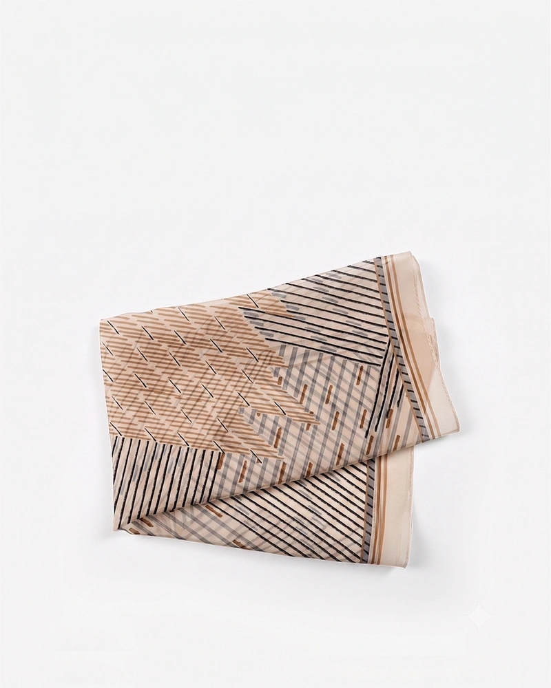 Foulard carré en mousseline de polyester recyclé dans des tons beiges | Foulards