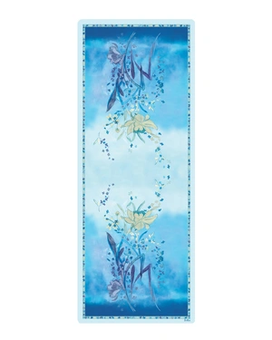 Продълговат шифонен шал с цветя в синята гама | Шалове - 1