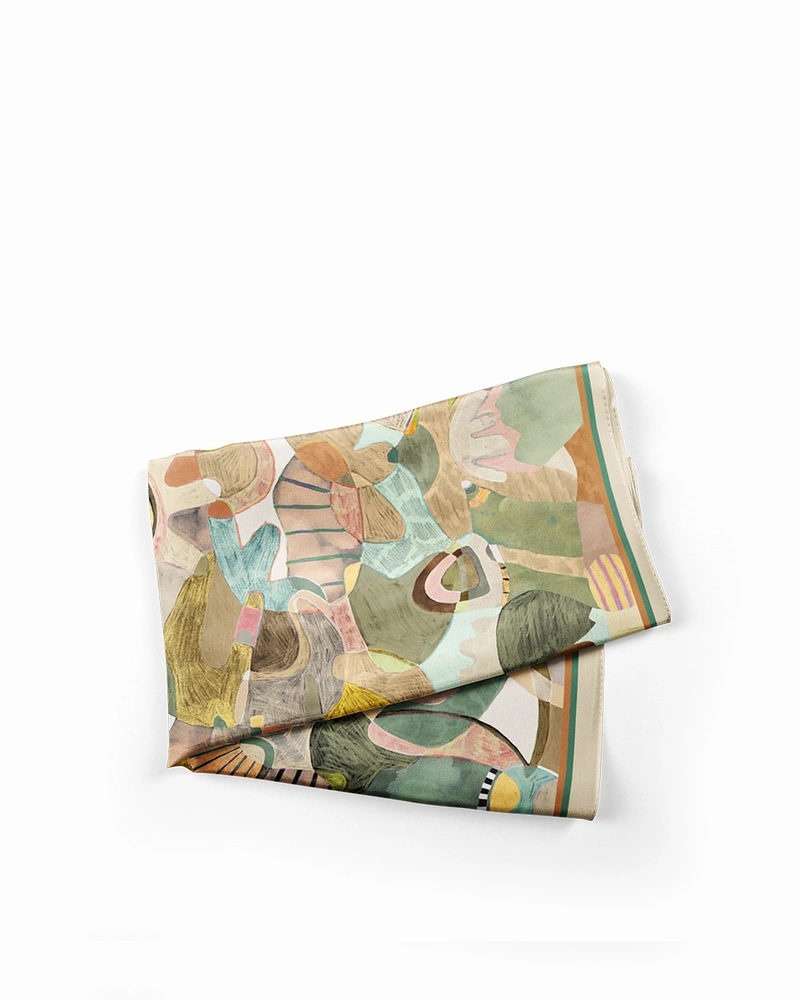 Women's scarf made from viscose and angora with an artistic light blue print | Scarfs | Dika.bg Women's scarf made from viscose and angora with an artistic light blue print | Scarfs