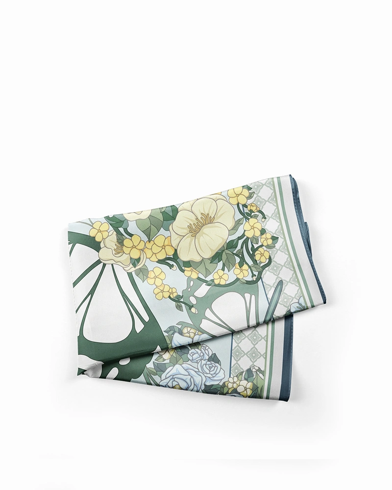 Elegant women's 100% silk scarf in Eucalyptus | Scarfs | Dika.bg Elegant women's 100% silk scarf in Eucalyptus | Scarfs