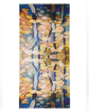 Women's modal and silk scarf with an autumn landscape print | Scarfs - 3