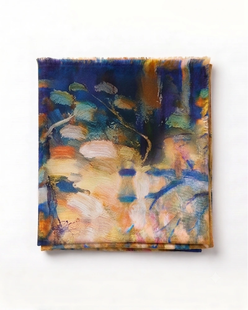 Women's modal and silk scarf with an autumn landscape print | Scarfs
