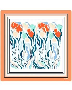 Fichu with watercolor print | Scarfs - 3