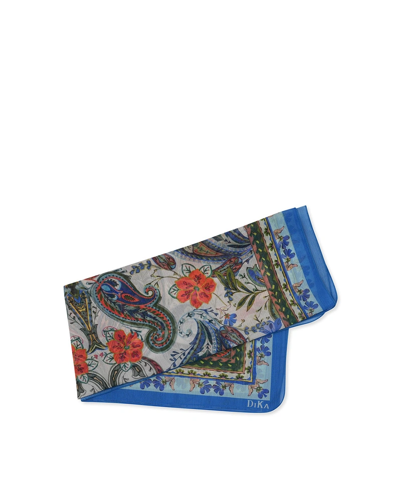 Scarf with a stylized blue-green paisley print | NEW | Dikastore.ro Scarf with a stylized blue-green paisley print | NEW