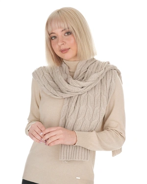 Écharpe gris-beige en mélange de laine à maille texturée | Foulards - 1