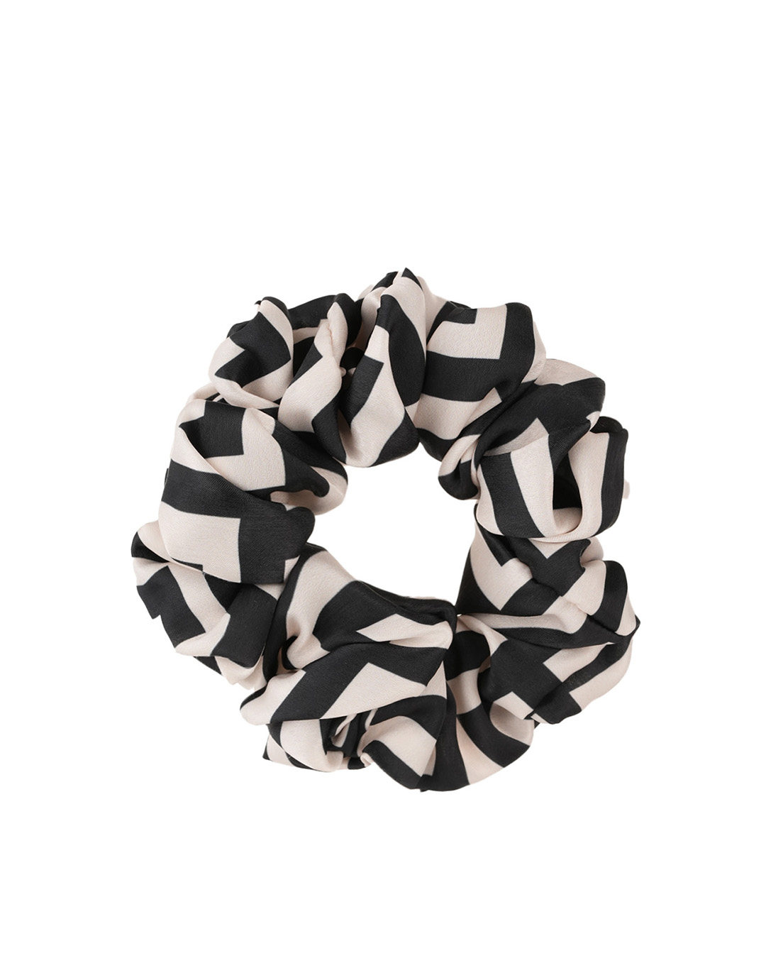 Oversized scrunchie with stylized geometric motifs | Scarfs and accessories