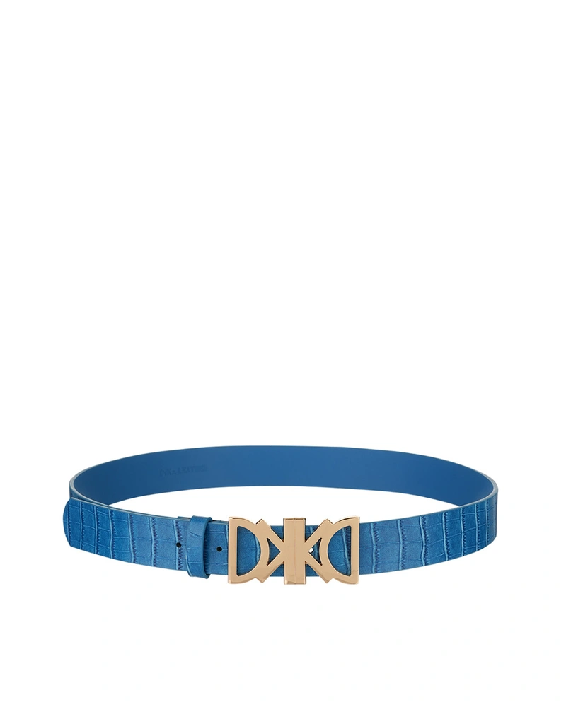 Blue belt with gold DKKD buckle | Belts