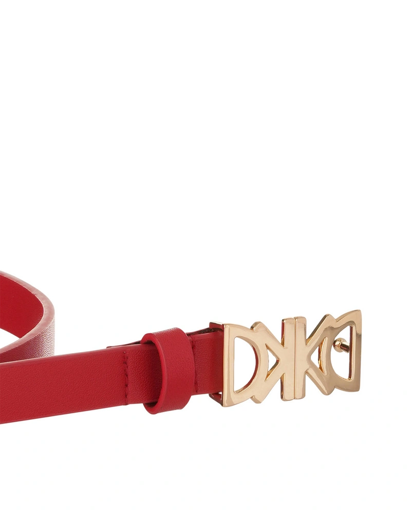 Red smooth belt with DKKD buckle | Belts