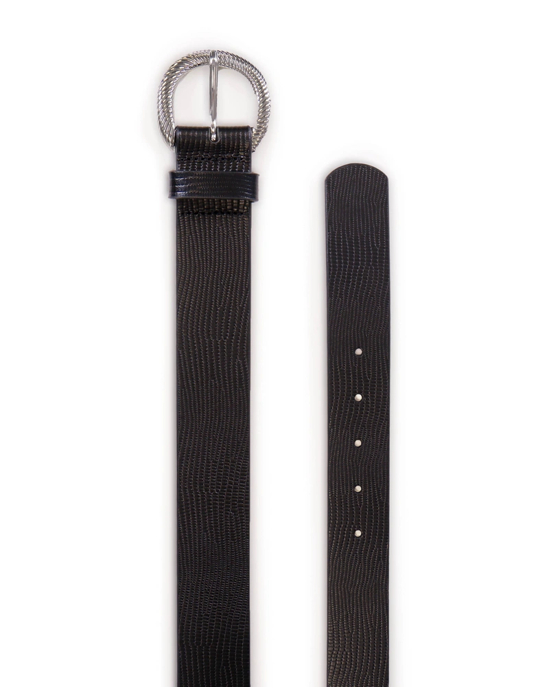 Leather belt with silver buckle | ACCESSORIES