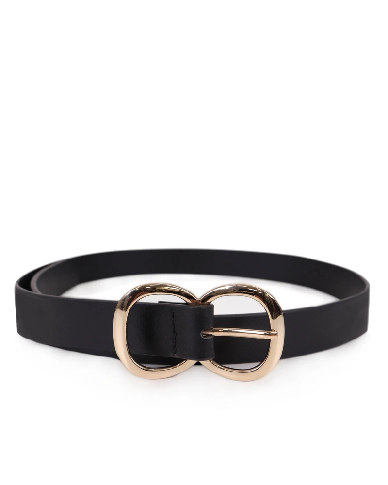 Leather belt with double gold buckle | Belts