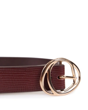 Leather belt with gold buckle | Belts - 1