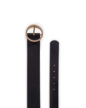 Leather belt with gold buckle | ACCESSORIES - 1