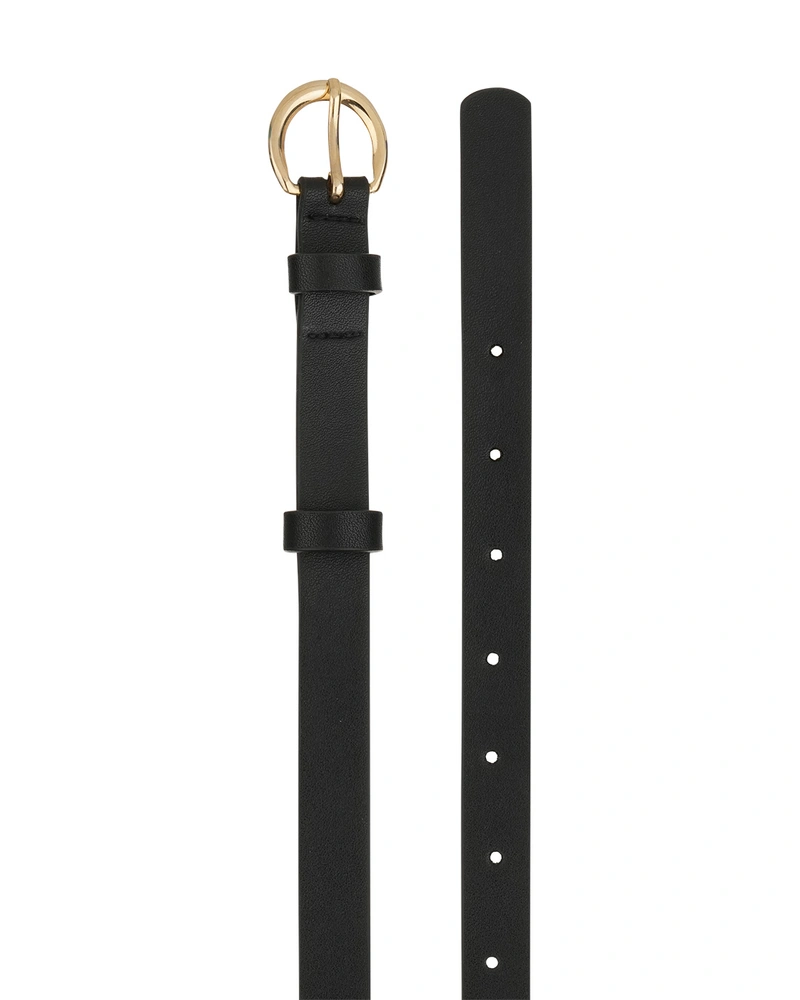 Leather belt with 1.5 width, light gold buckle, black belt, smooth leather | Belts
