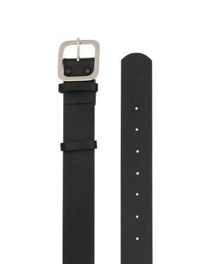 Black belt, silver buckle, 3 cm wide | Belts - 1