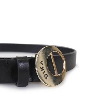 Leather belt with gold buckle | Belts - 1