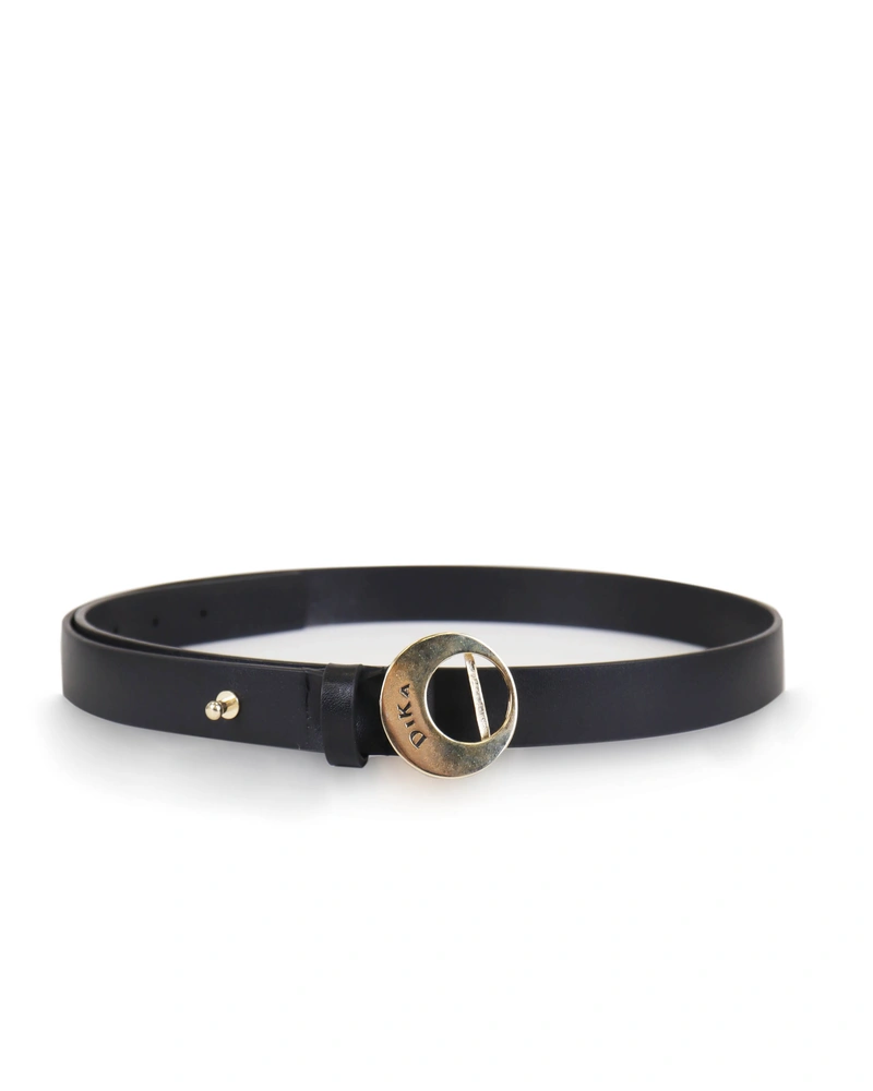 Leather belt with gold buckle | Belts