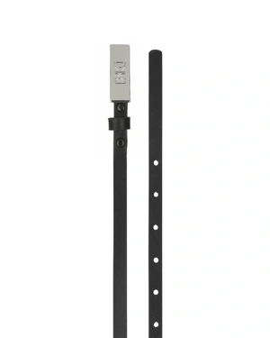 Фин черен колан за рокля, със сребърна катарама | Колани - 1