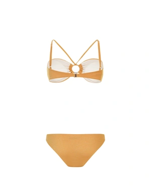 Lurex bikini in antique gold, two-piece | Beachwear - 1