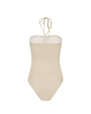 One-piece swimsuit in light gold lurex | Beach collection - 1