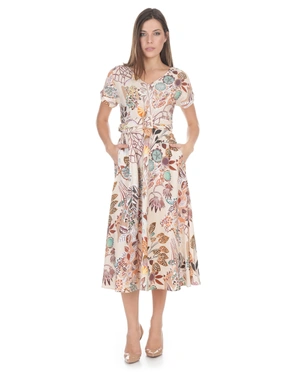 Airy summer dress with a V-neckline and tropical motifs | NEW - 2