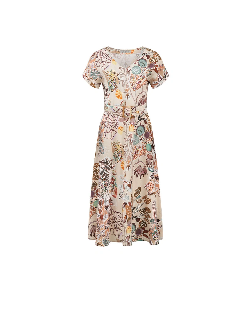 Airy summer dress with a V-neckline and tropical motifs | NEW