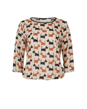 Blouse légère en viscose avec imprimé moderne de chiots | COLLECTION - 7