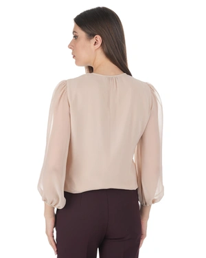Airy women's blouse in a light beige shade | Blouses - 3