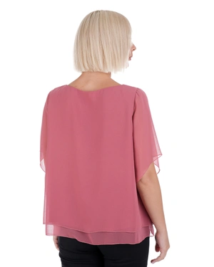 Airy women's blouse in a Rose Ash shade with ruffles | Business | Dika.ge - 2 Airy women's blouse in a Rose Ash shade with ruffles | Business - 2