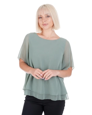 Airy women's blouse in an Eucalyptus shade with ruffles | Blouses - 1