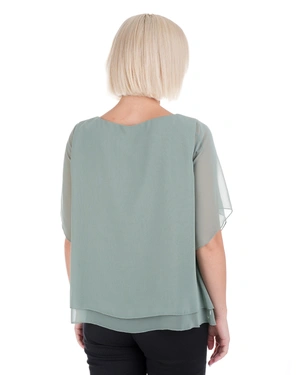 Airy women's blouse in an Eucalyptus shade with ruffles | Blouses - 3