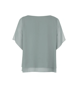 Airy women's blouse in an Eucalyptus shade with ruffles | Blouses - 4