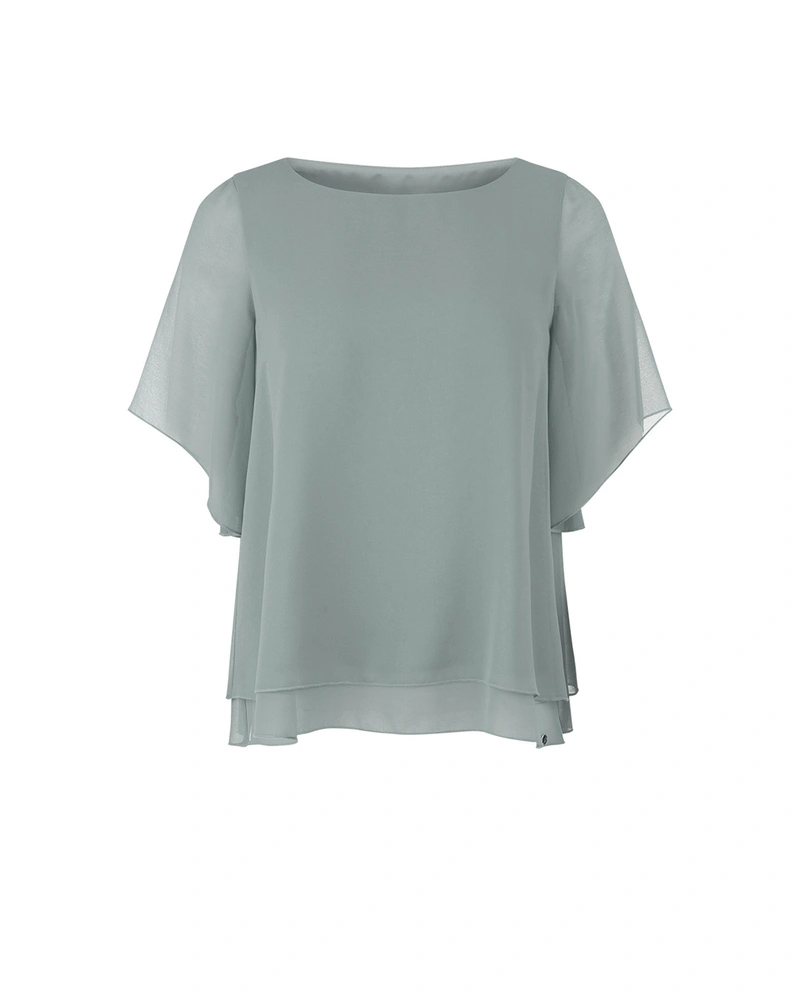 Airy women's blouse in an Eucalyptus shade with ruffles | Blouses