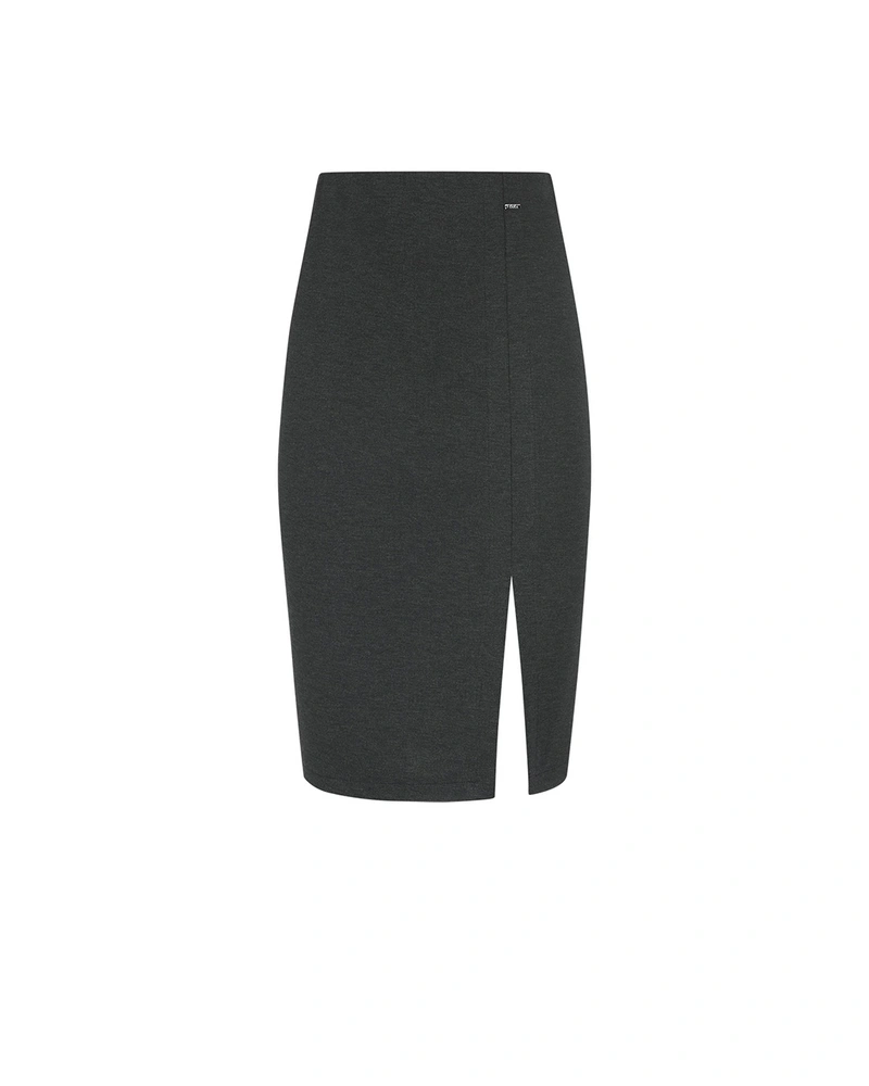 Dark brown knitted skirt with a fitted silhouette | Skirts