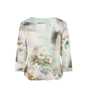 Autumn blouse made of 100% viscose, with an abstract pattern in pastel tones |  - 1