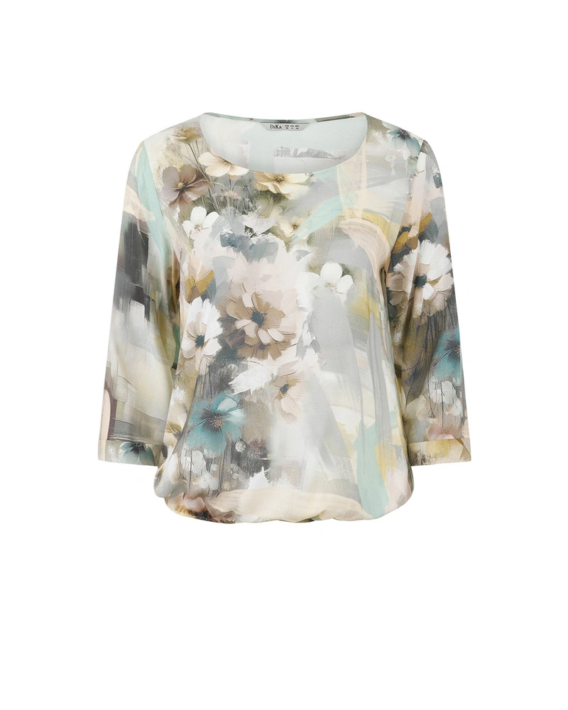 Autumn blouse made of 100% viscose, with an abstract pattern in pastel tones | Blouses and Shirts